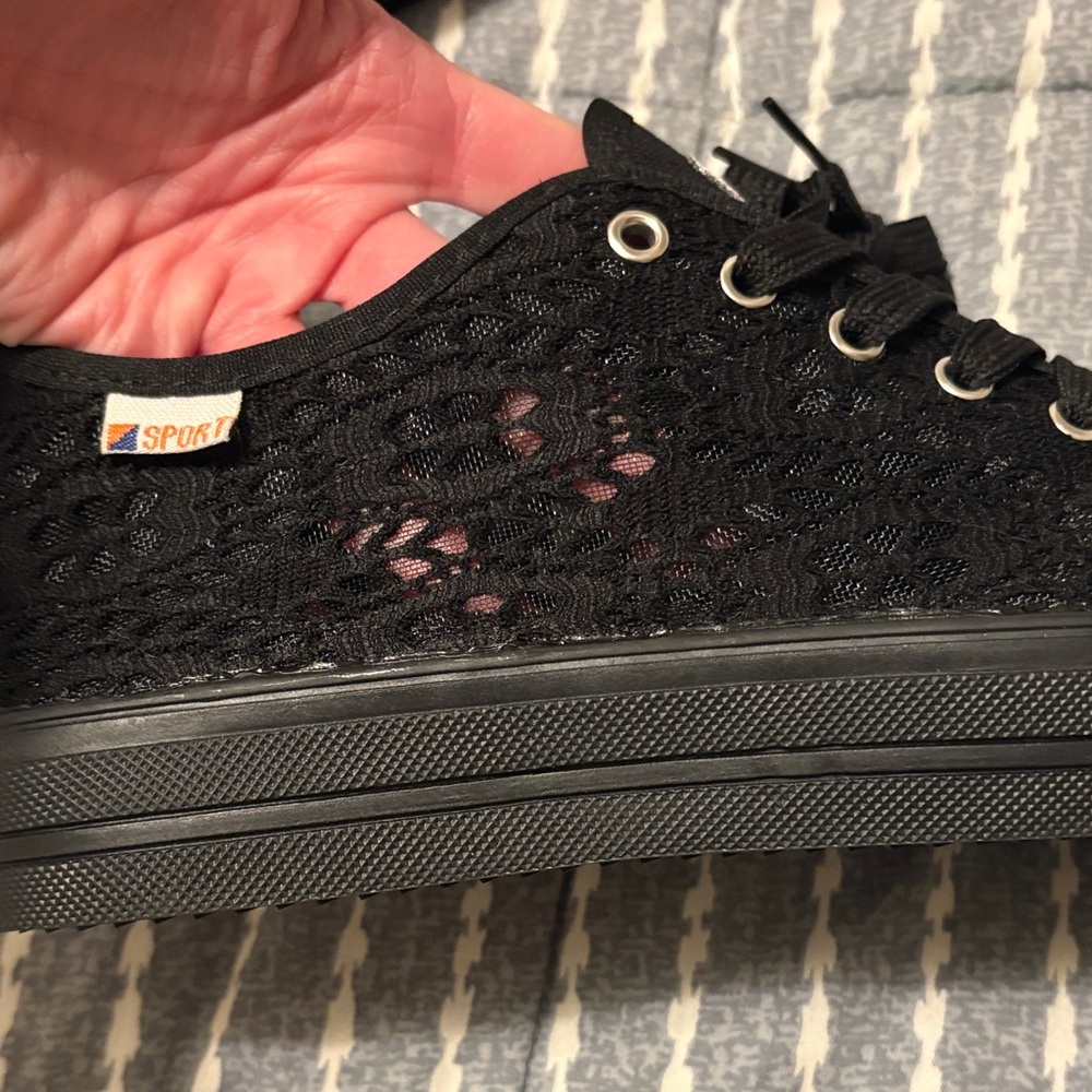 Black Lace Women's Sneakers - Picture 3 of 7